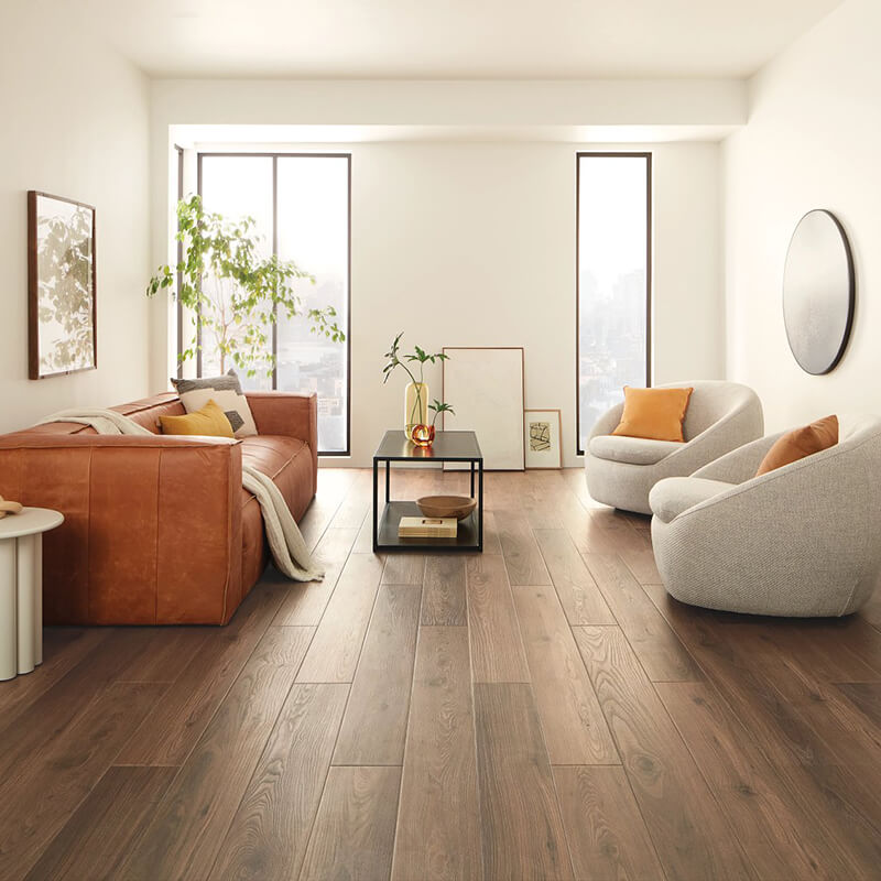 Living Room Hardwood Flooring | Direct Carpet Unlimited